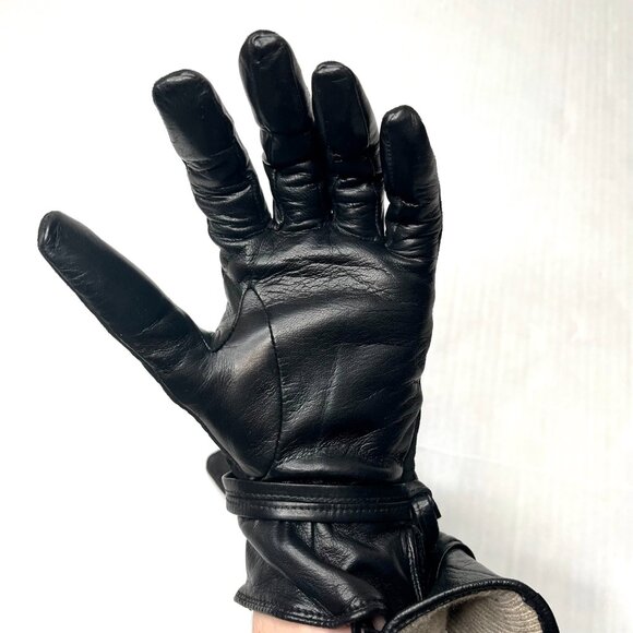NEW UGG Black Quilted Leather Gloves Fringe Suede Wool Cashmere Lining Driving - Picture 4 of 9